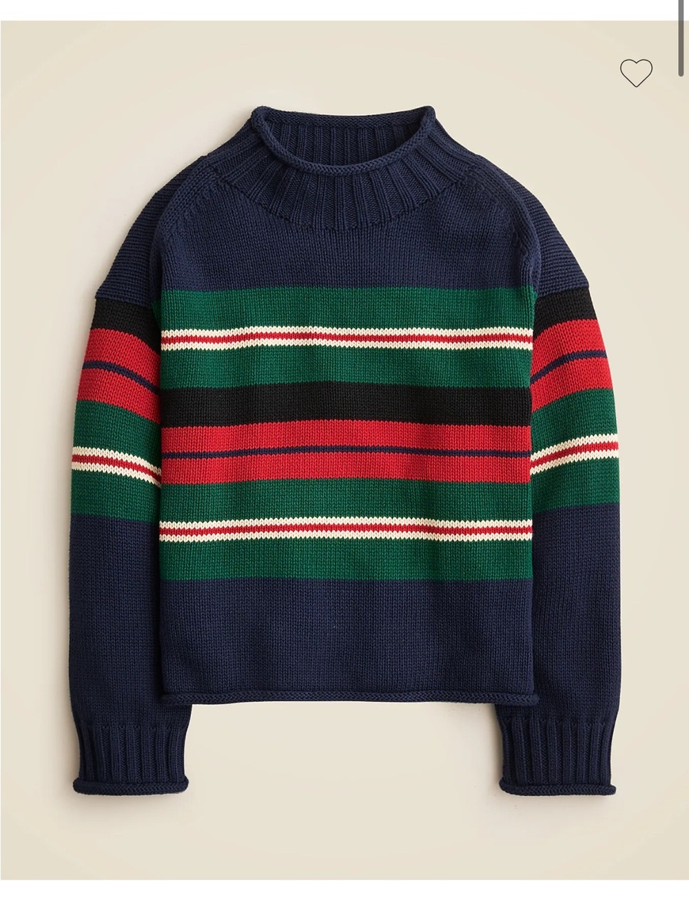 NWT J.Crew 2025 Rollneck Sweater in Rugby Stripe, Size L